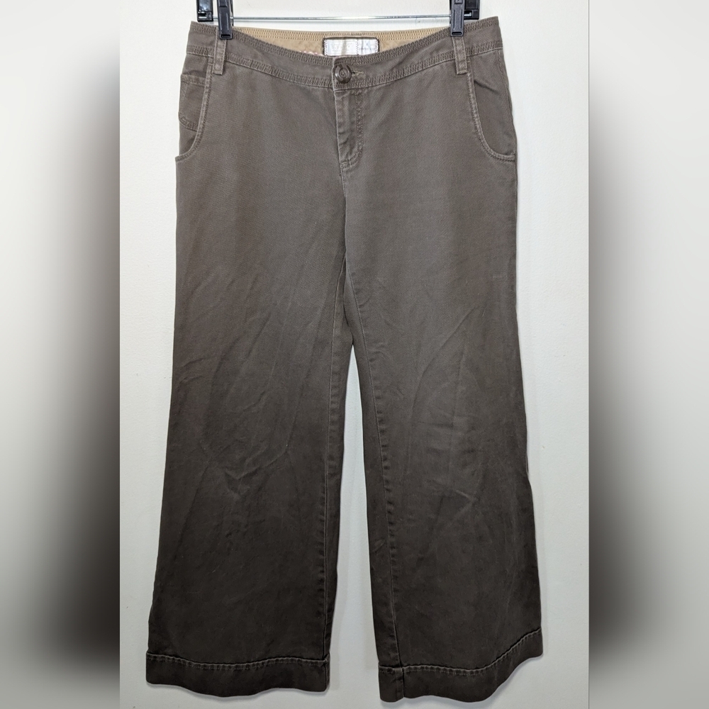 Old Navy Wide Leg Chinos Brown Wide Hem 100% Cotton Women's Size 6
